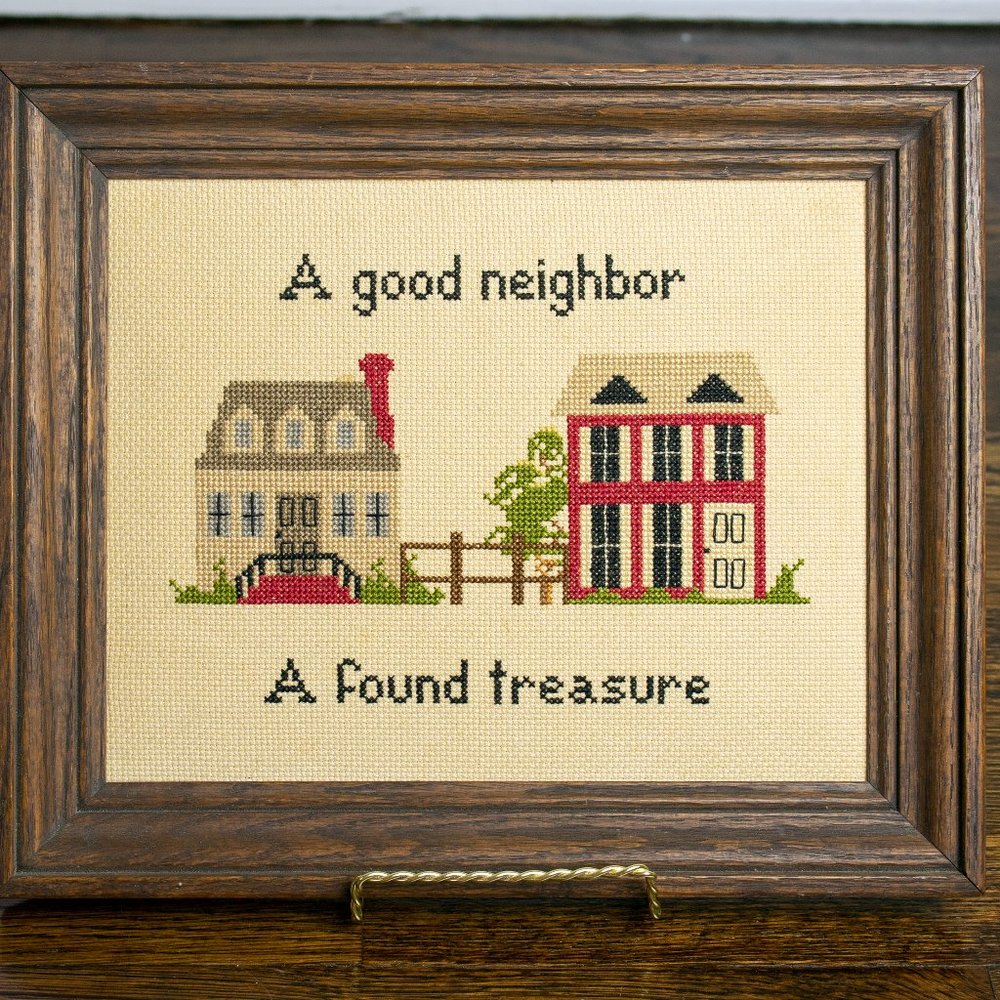 Good Neighbor Cross Stitch Vintage Wall Art